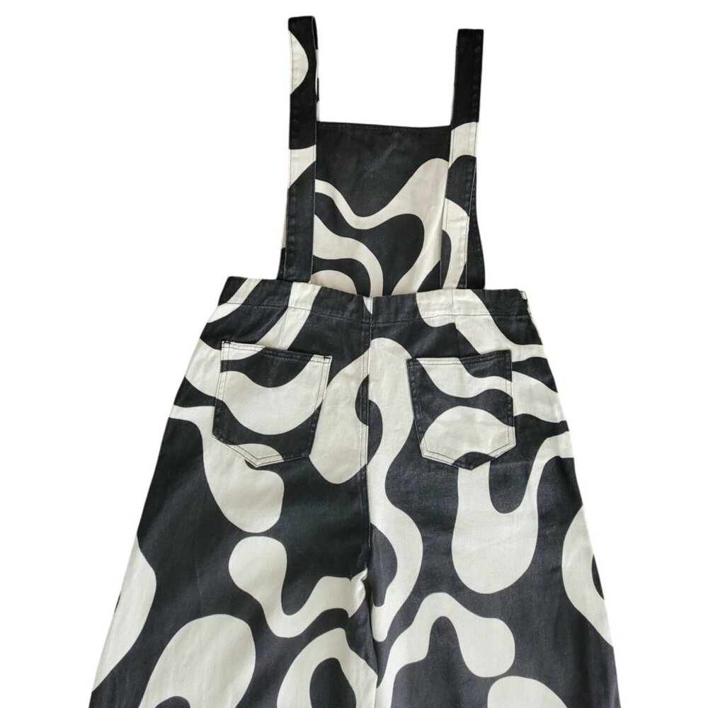 CIDER Black & White Abstract Print Wide Leg Overalls Curve & Plus Women's XL - Picture 6 of 10